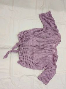 Lilac Knit Open Weave Sweater