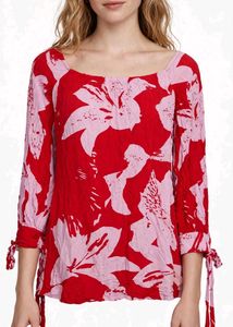 Vibrant Floral Print Square Neck Top