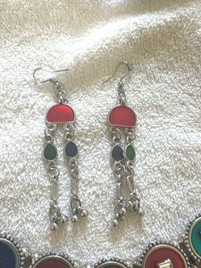 boho silver necklace set