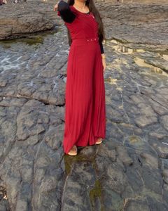 Elegant Maroon Jumpsuit with Belt