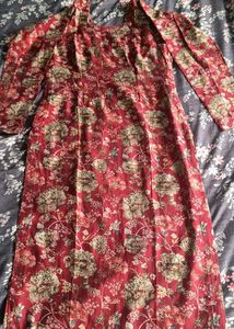 Red Floral Print Kurta Set with Dupatta