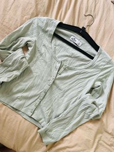 Hollister Ribbed Button-Up Crop Top