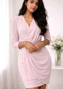 Elegant Pink Wrap Dress