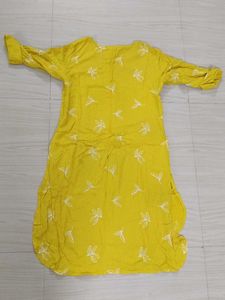 Yellow Leaf Print Kurta