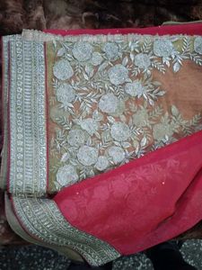 Elegant Pink Embellished Saree