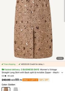 Sparkly Brown Midi Skirt