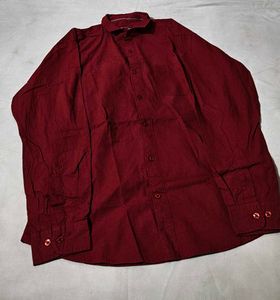 Stylish Men's Maroon Textured Shirt