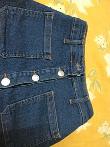 Blue Denim Button-Front Mini Skirt