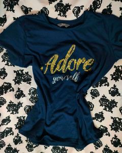 Y2K Embellished Fitted Navy Baby Tee ✨