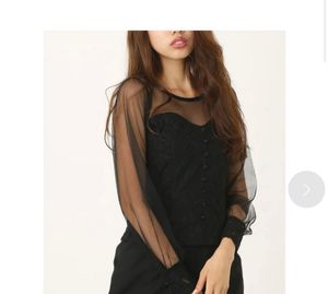 Sheer Sleeve Lace Detail Top