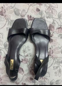 Black Open-Toe Slingback Heels