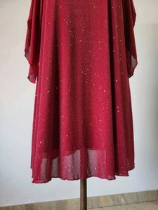 Sparkly Red V-Neck Dress Length  38 Inches