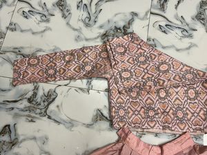 Peach Colour One Shoulder Top And High Low Skirt(Girls)