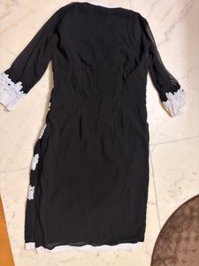 Elegant Black Kurta with White Lace