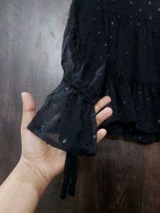 Elegant Black Ruffled Top
