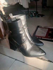 Black Ankle Boots with Buckle Detail