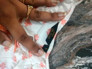 Elegant White &amp; Orange Printed Kurta