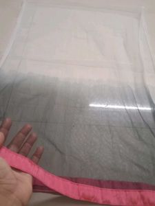 Beautiful Grey Dupatta with Pink Border