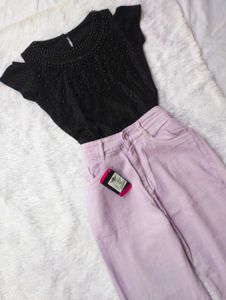 Black Pearl Top With Its Lilac Premium Jeans❤️?