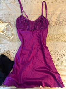 Lace Trimmed Satin Slip Dress