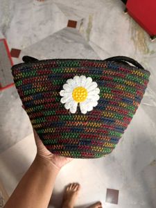 Daisy Accent Colorful Woven Handbag