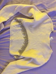 ZARA cropped knitwear top with embellishments