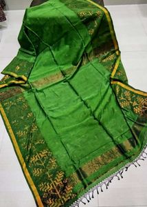 BRAND NEW Vibrant Green KHADI HANDLOOM Saree