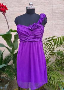 Chic Purple One-Shoulder Ruffled Dress