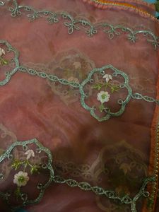 Elegant Peach Embroidered Dupatta