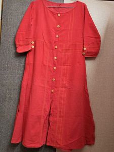 Red Button-Up Anarkali Kurta