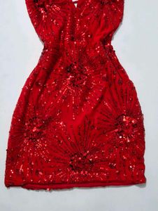 Sparkling Red Sequin Party Mini Dress