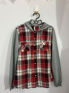 Hooded Plaid Flannel Shirt