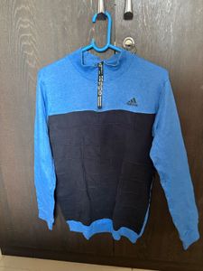Adidas Blue & Black Zip Neck Sweatshirt