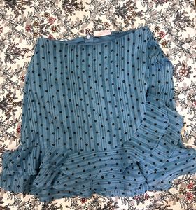 Blue flower Print Ruffle skirt