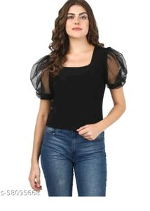 Chic Black Puff Sleeve Top