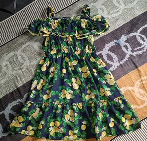 🇰🇷Cute Lemon Print Off-Shoulder Dress