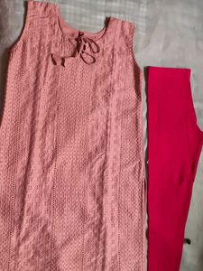 Pink Embroidered Kurta with Leggings