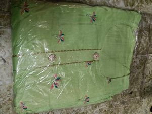 Beautiful Green Embroidered dress material