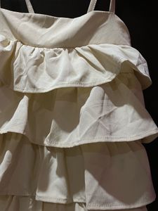 Imported Beige Ruffle Layered Mini Dress