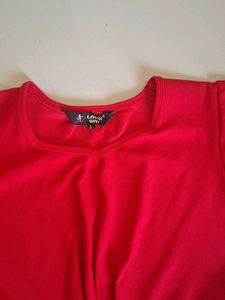Bright Red Dress &amp; Black Pants Set