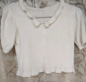 Cute White Puff Sleeve Top