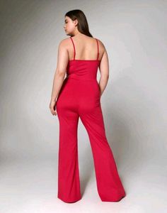 Red Cut-out Flared Jumpsuit