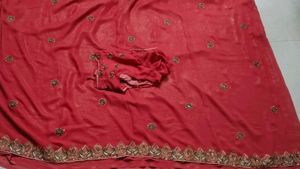 Elegant Red Embellished Saree