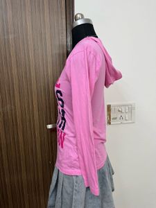 Pink Graphic Print Hoodie T-Shirt