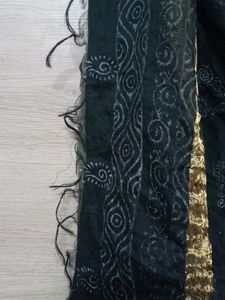 Black Dupatta With Gold Borders