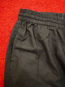 Black Cotton Casual Pants