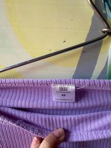 Purple Ribbed Cropped Tube Top