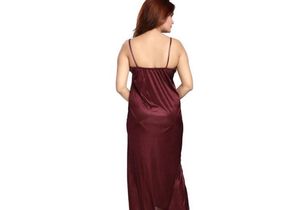 Elegant Maroon Nightgown with Robe Set