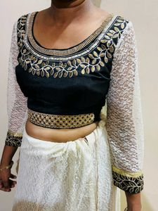 Elegant Black &amp; White Blouse Lehnga New Wdt Tag