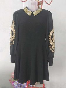 Golden Lace Design Dress